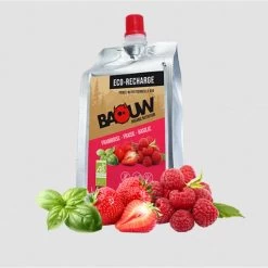 BAOUW Purée Bio Framboise / Fraise / Basilic -Eco-recharge