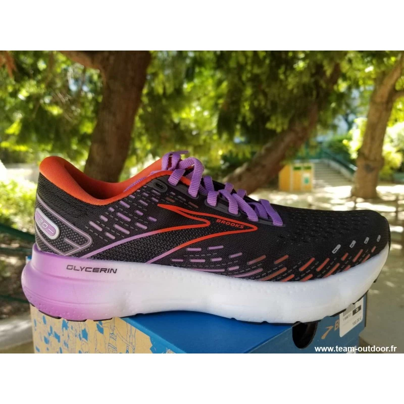 BROOKS Glycerin 20 Femme Black / Bellflower / Fiesta – Image 2