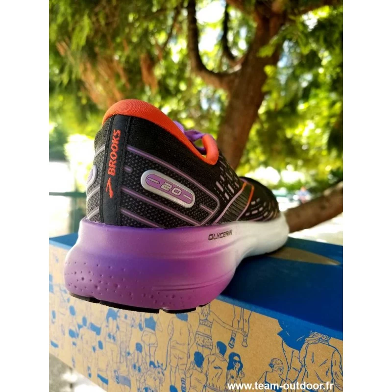 BROOKS Glycerin 20 Femme Black / Bellflower / Fiesta – Image 4