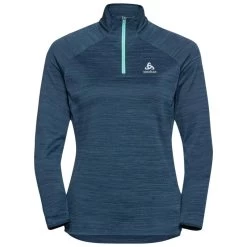Haut ODLO ML 1/2 Zip Run Easy Femme Blue Wing Teal Melange