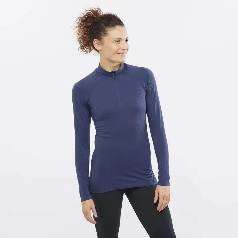Haut SALOMON Essential Seamless HZ Femme Mood Indigo