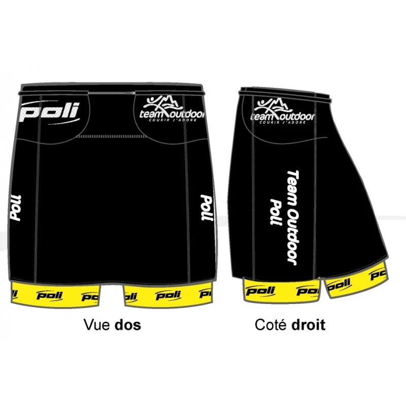 Jupe Trail 2en1 TEAM OUTDOOR POLI Femme Noire / Jaune – Image 3