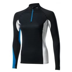 Mizuno Maillot Breath Thermo Virtual Body1/2 Zip GI Femme Noir/bleu