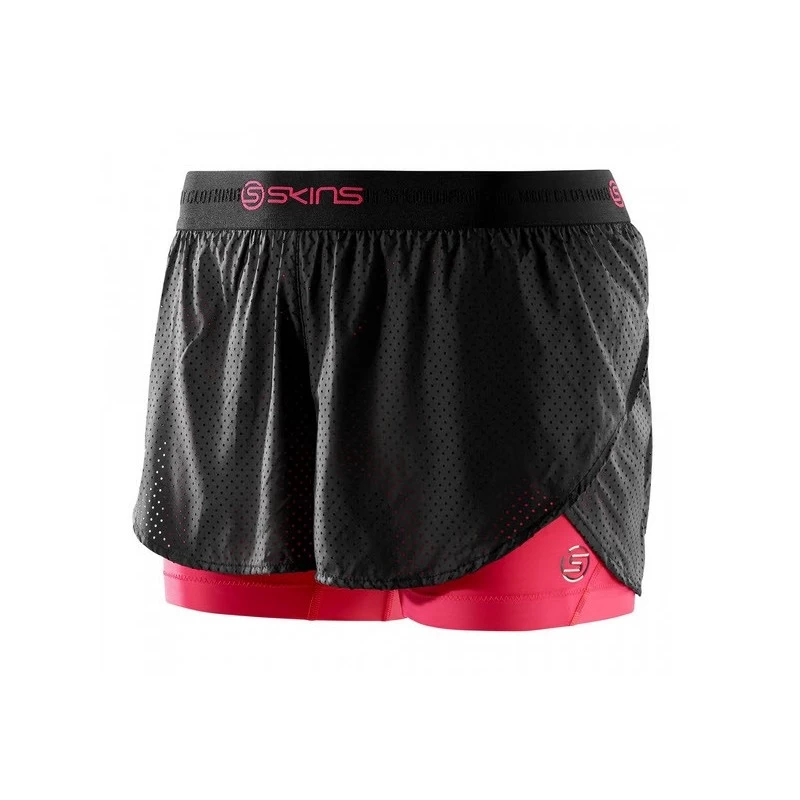 Short SKINS DNAmic-SUPERPOSE SHORT Femme Noir Et Rose