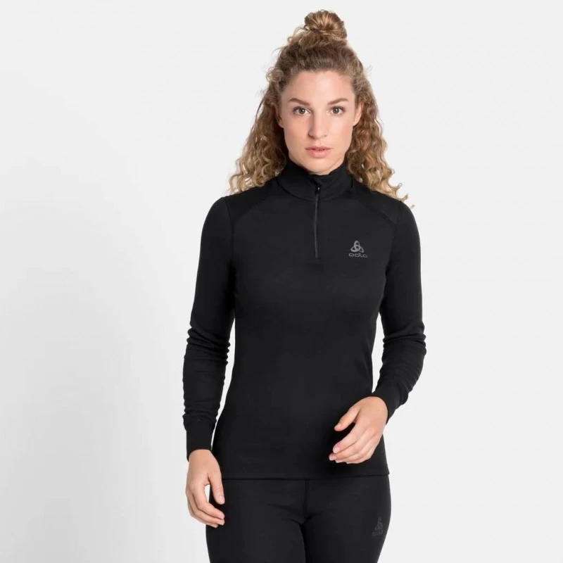 Tee-Shirt ODLO ML 1/2 Zip Performance Warm Eco Femme Black