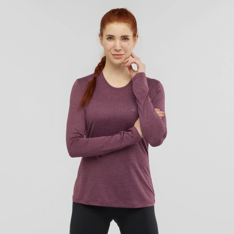 Tee-Shirt SALOMON Agile LS Tee Femme Winetasting – Image 2