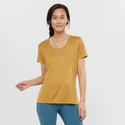 Tee-Shirt SALOMON Agile SS Tee Femme Cumin / Heather