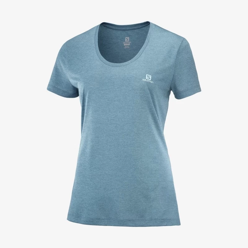 Tee-Shirt SALOMON Agile SS Tee Femme Mallard Blue / Heather – Image 2