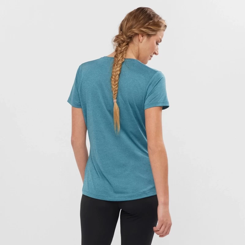 Tee-Shirt SALOMON Agile SS Tee Femme Mallard Blue / Heather – Image 4