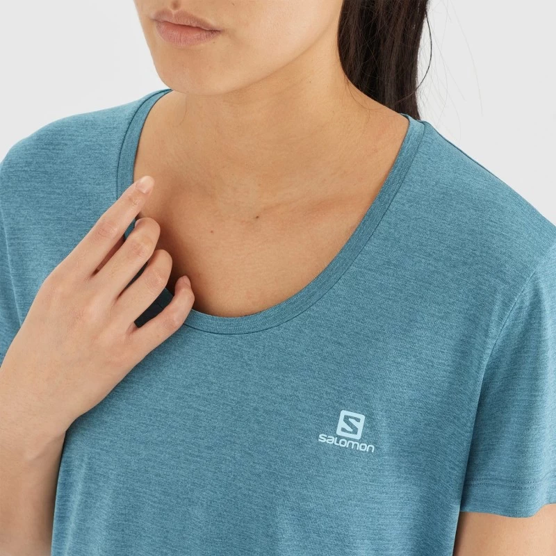 Tee-Shirt SALOMON Agile SS Tee Femme Mallard Blue / Heather – Image 5