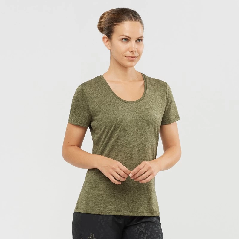 Tee-Shirt SALOMON Agile SS Tee Femme Olive Night / Martini – Image 2