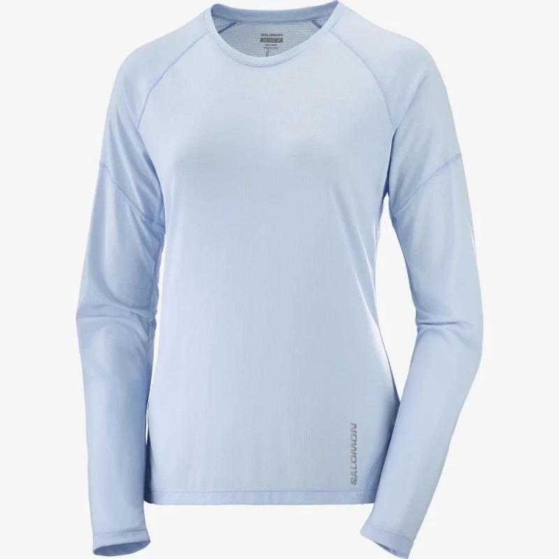 Tee-Shirt SALOMON Cross Run LS Tee Femme Chambray Blue