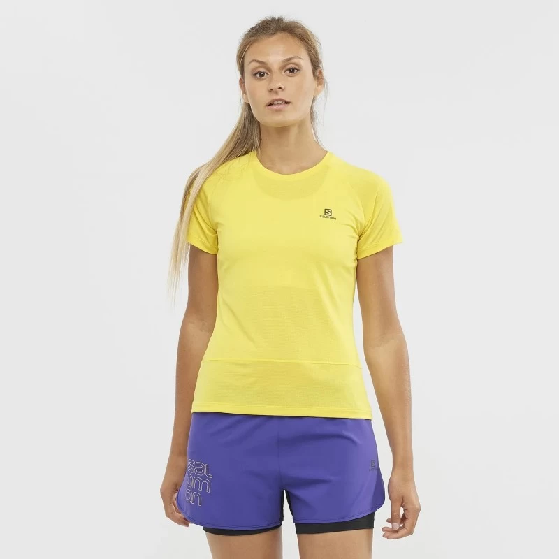 Tee-Shirt SALOMON Cross Run SS Tee Femme Empire Yellow – Image 2
