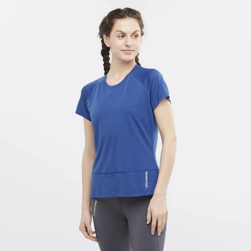 Tee-Shirt SALOMON Cross Run SS Tee Femme Navy Peony