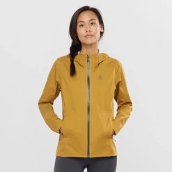 Veste SALOMON Bonatti Waterproof Jacket Femme Cumin / Ebony