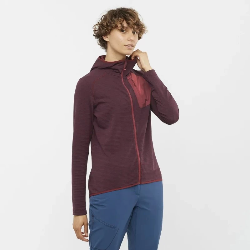 Veste SALOMON Essential Lightwarm Hoodie Femme Cabernet – Image 2