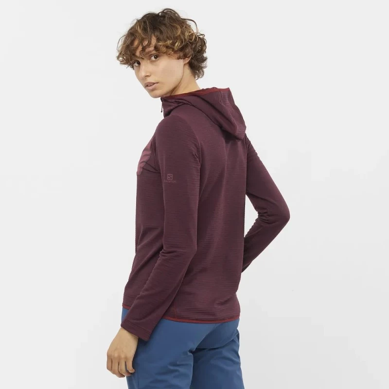 Veste SALOMON Essential Lightwarm Hoodie Femme Cabernet – Image 3
