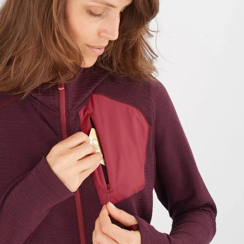 Veste SALOMON Essential Lightwarm Hoodie Femme Cabernet – Image 4