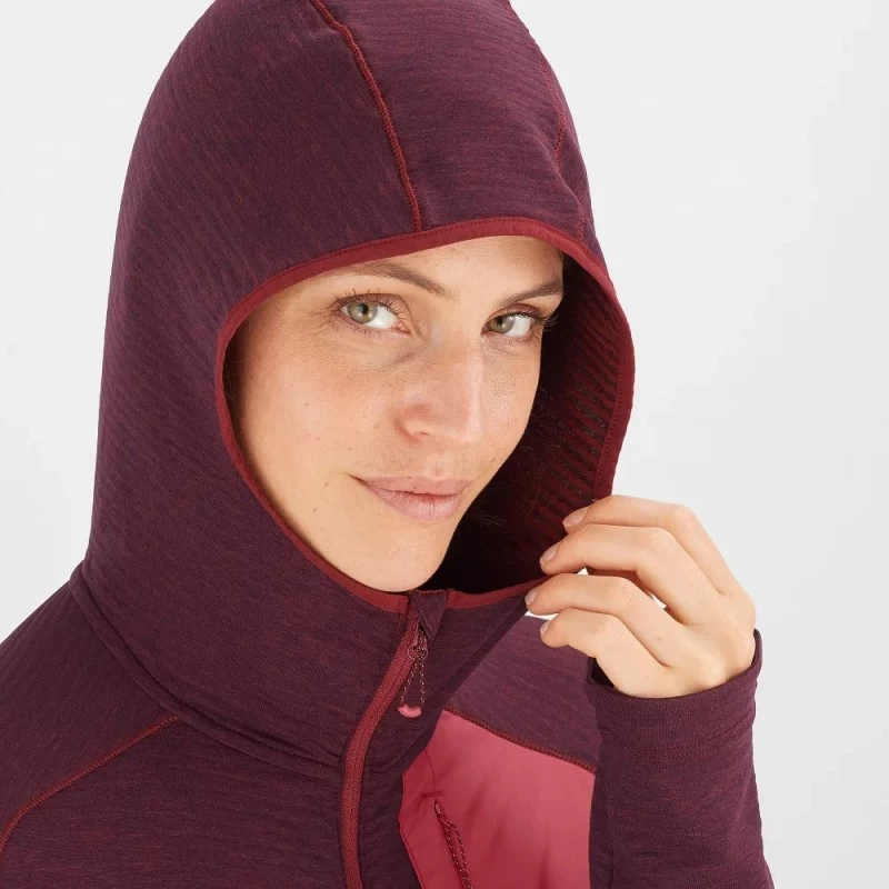 Veste SALOMON Essential Lightwarm Hoodie Femme Cabernet – Image 5
