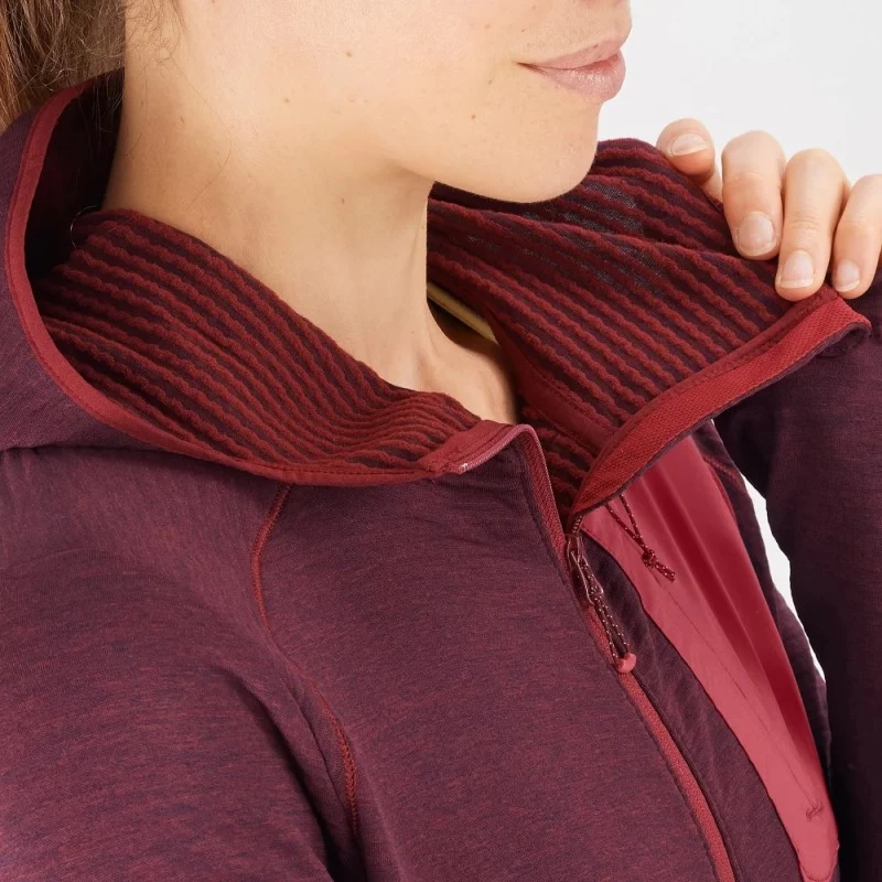 Veste SALOMON Essential Lightwarm Hoodie Femme Cabernet – Image 6