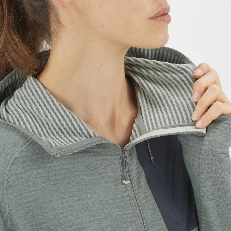 Veste SALOMON Essential Lightwarm Hoodie Femme Sedona / Sage – Image 4