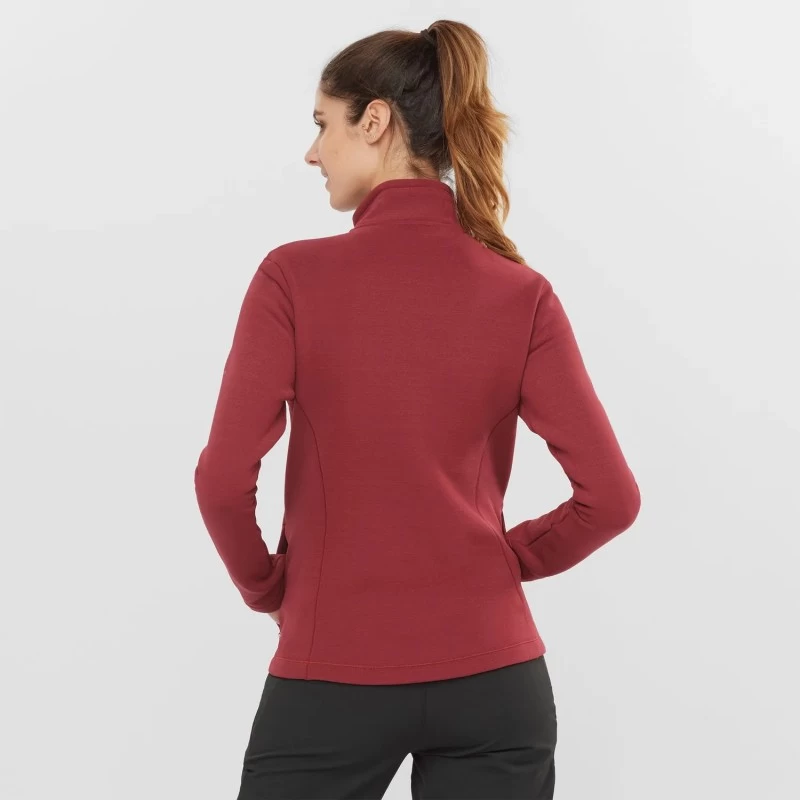Veste SALOMON Essential Warm FZ Fleece Femme Pomegranate – Image 3
