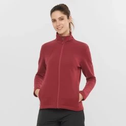 Veste SALOMON Essential Warm FZ Fleece Femme Pomegranate