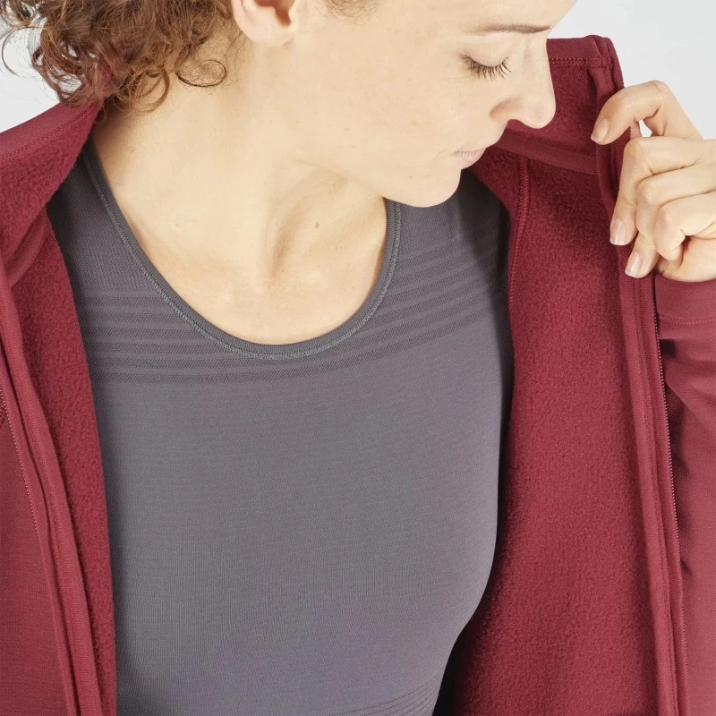 Veste SALOMON Essential Warm FZ Fleece Femme Pomegranate – Image 4